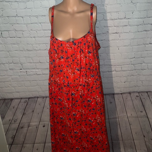 nine britton Dresses & Skirts - nine britton red & blue floral strapped dress size 2X